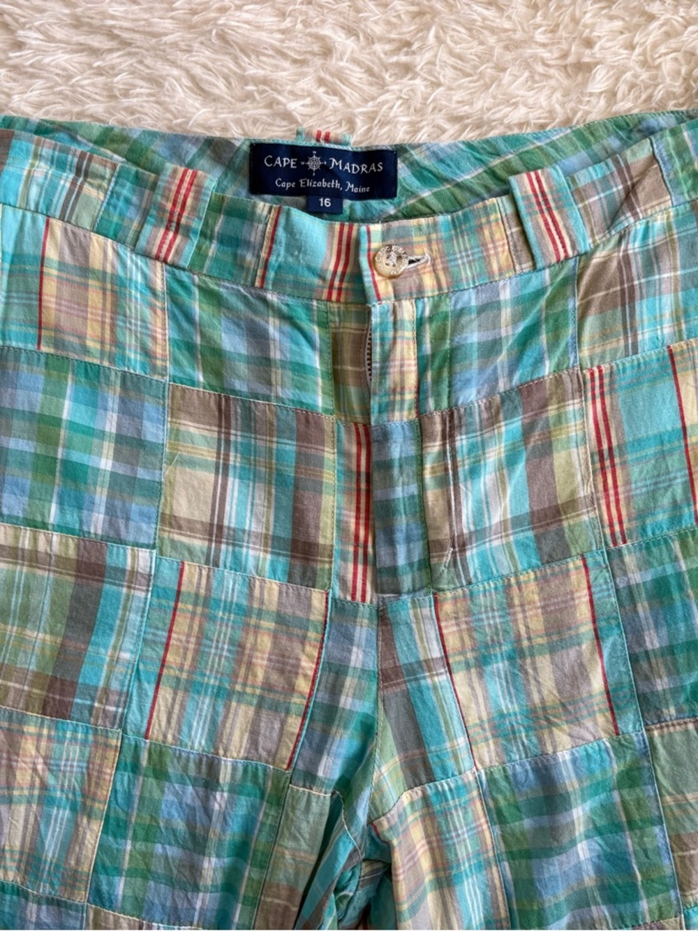 Cape Madras Women's Mint Plaid Cropped Pants